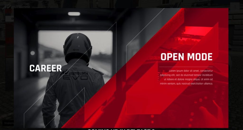 Original Assetto Corsa career mode menu interface