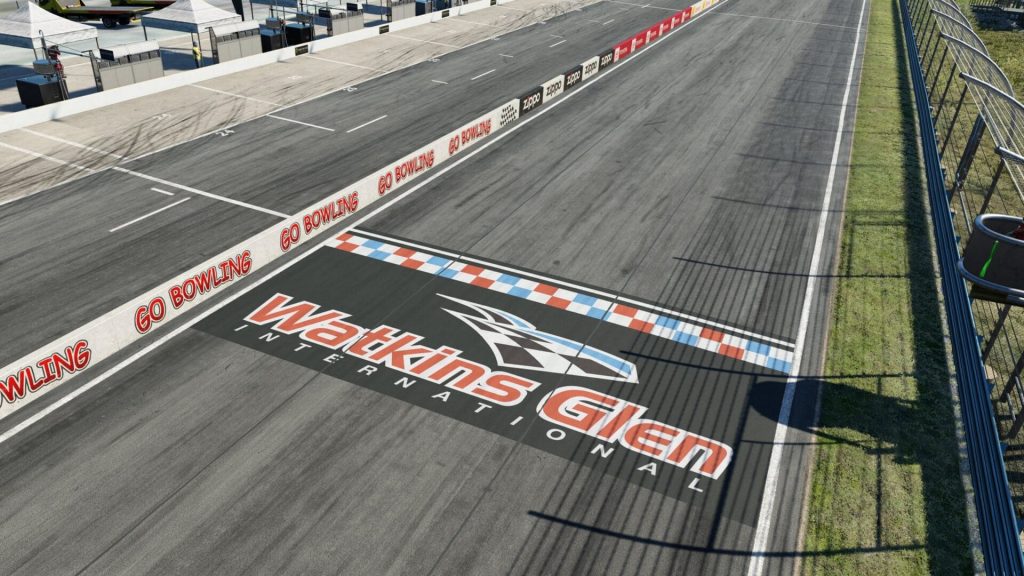 Aerial view of the laser-scanned Watkins Glen International circuit in Assetto Corsa Evo
