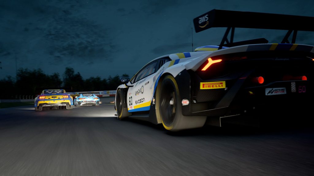Huracán GT3 EVO2 navigating the high-speed Pouhon double-apex corner at Spa-Francorchamps in ACC